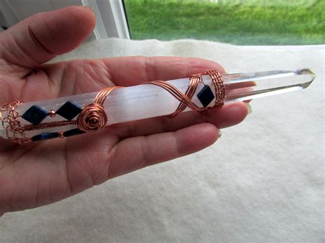 Selenite Crystal Wand Healing Wand Amethyst Magic Wand Copper | Etsy ...