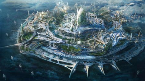 digital art, Science fiction, Island, Futuristic city Wallpapers HD / Desktop and Mobile Backgrounds