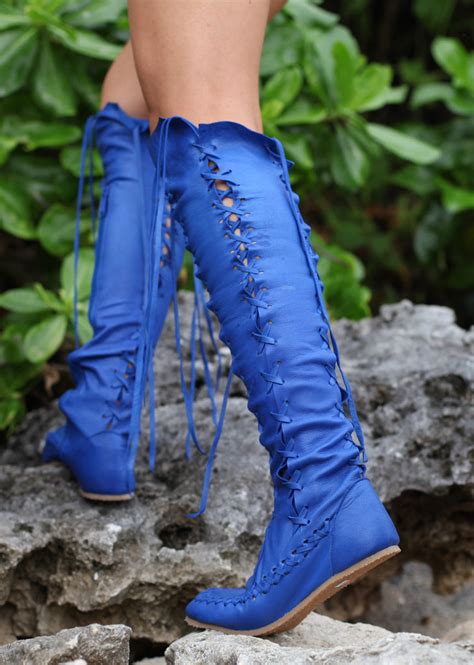 Leather Boots – Cobalt Blue Knee High Leather Boots | Gipsy Dharma