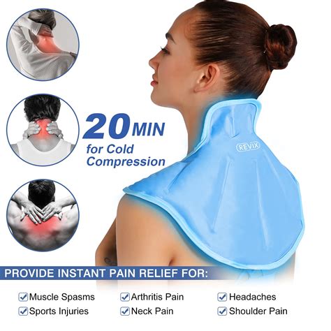 REVIX Ice Pack for Neck and Shoulders Upper Back Pain Relief, Large Neck Ice Pack Wrap with Soft ...