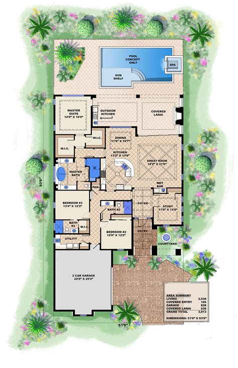 Spanish House Plan #175-1103: 3 Bedrm, 2583 Sq Ft Home | ThePlanCollection