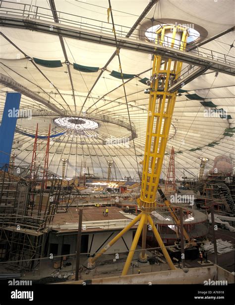 Interior of the Millennium Dome in London during construction Stock ...