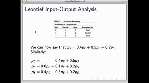 Leontief input/output analysis. - YouTube