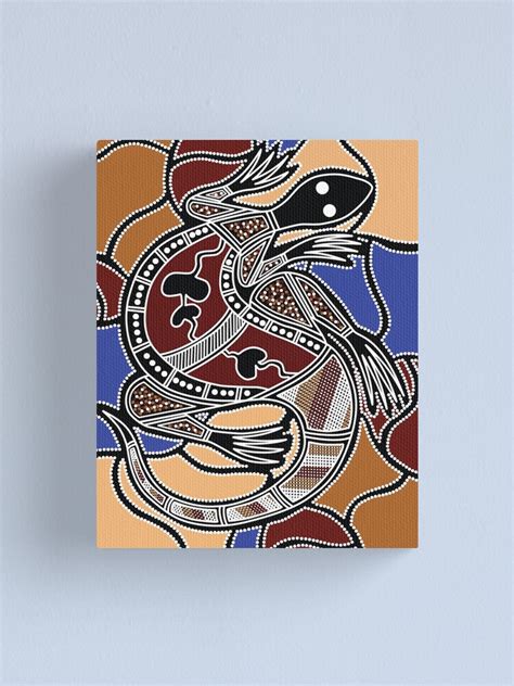 "Authentic Aboriginal Art - Goanna (lizard) Dreaming" Canvas Print for ...