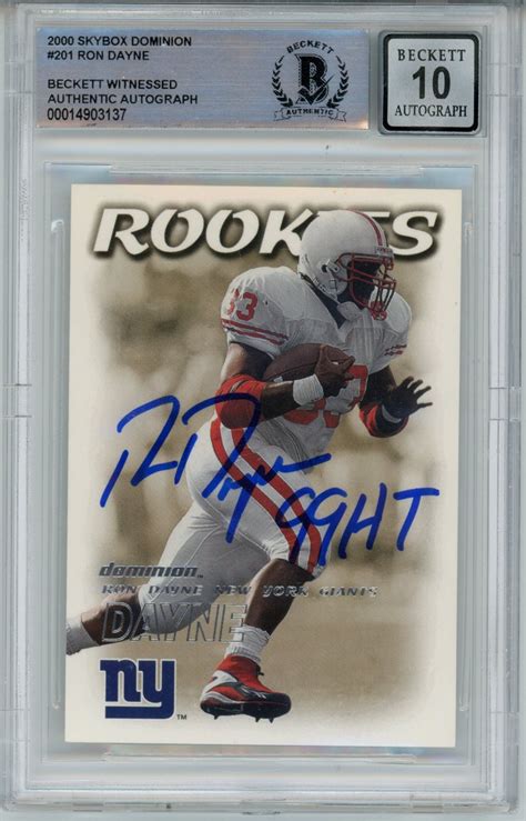 Ron Dayne Signed Wisconsin Badgers 2000 Fleer #201 Beckett – Denver Autographs