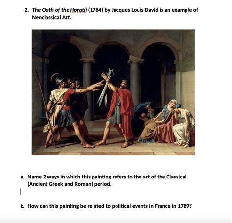 Solved 2. The Oath of the Horatii (1784) by Jacques Louis | Chegg.com