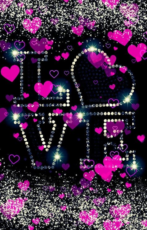 Pink hearts love glitter wallpaper I created for CocoPPa # ...