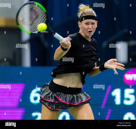 BIEL, SWITZERLAND - APRIL 11 : Marie Bouzkova in action at the 2017 ...