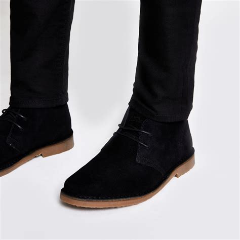 Lyst - River Island Suede Chukka Boots in Black for Men