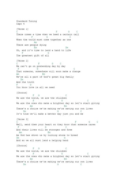 We Are The World Chords | PDF | Song Structure