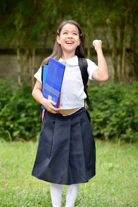 Successful Young Person Wearing School Uniform with Notebooks Stock ...