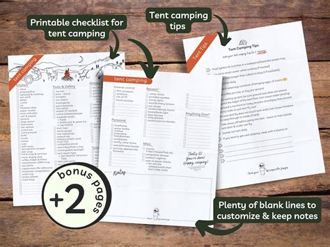 Printable Tent Camping Checklist Tent Camping Tips Camp - Etsy