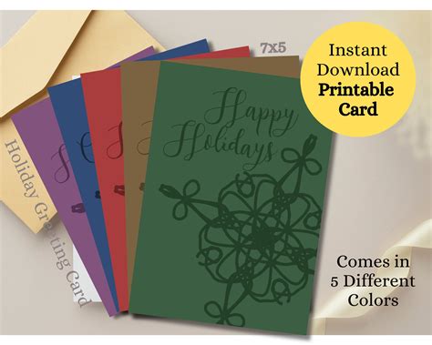 Printable Holiday Greeting Card Happy Holidays Merry - Etsy