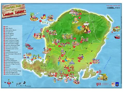 Tourism Map of Lombok Island