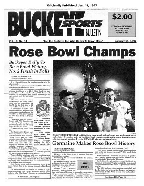 BSB Reprints: Ohio State Beats Arizona State In 1997 Rose Bowl On David ...