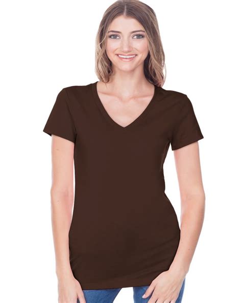 Kavio - Kavio Ladies Junior Short Sleeve V Neck T-Shirt JJC0469 - Brown ...