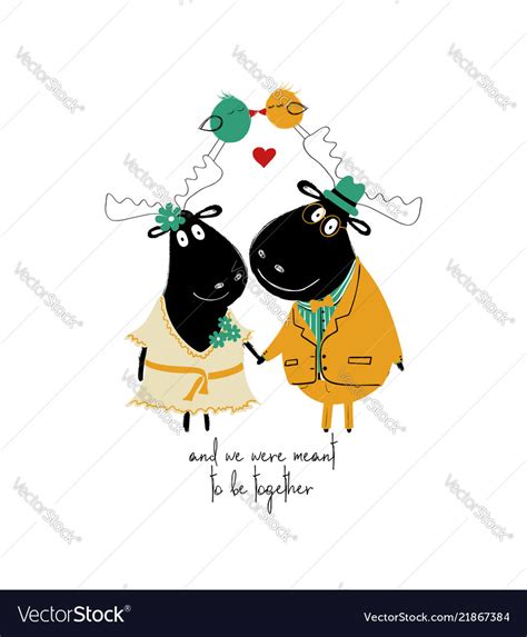 Couple of moose in love Royalty Free Vector Image