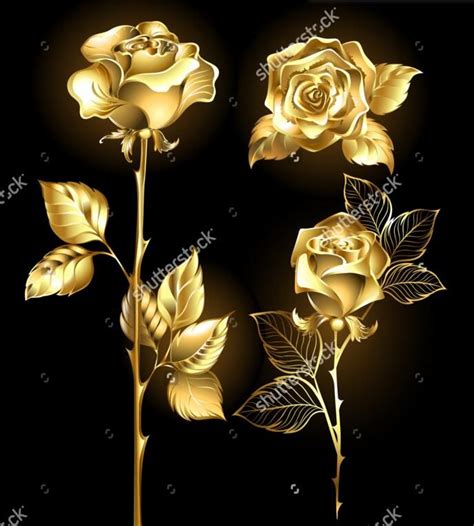 Gold Roses Wallpaper Rose Wallpaper,set Of Gold, Shining - Gold Rose Wallpaper Black is hd wal ...