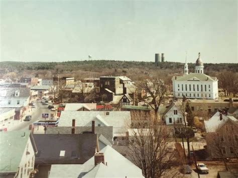 Middleboro, MA Barden Hill, and downtown during renovation of the Sacred Heart church tower in ...