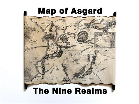 Map of Asgard on Handmade Scroll The Nine Realms Map Thor | Etsy