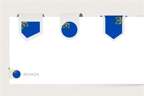 Label flag collection of US state Nevada in different shape. Ribbon ...