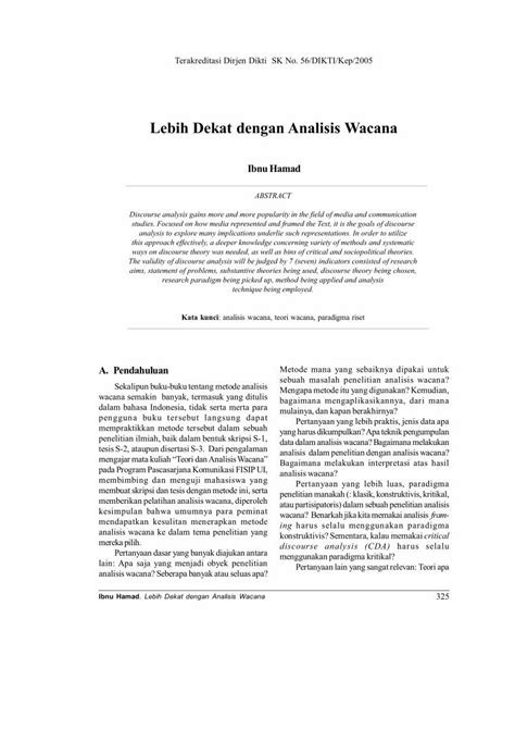 (PDF) Lebih Dekat dengan Analisis Wacana · metode analisis wacana. B ...