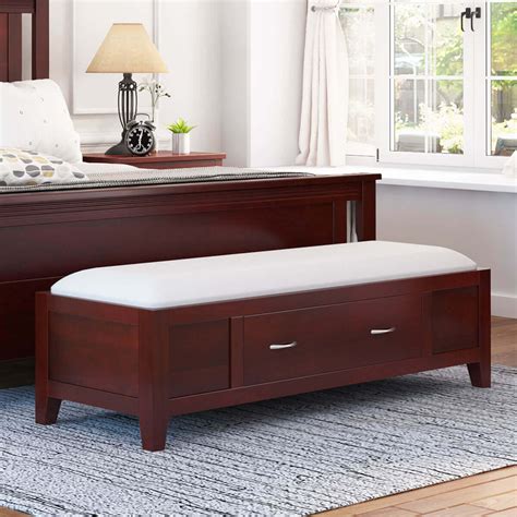 Amenia Solid Mahogany Wood 1 Drawer Bedroom Ottoman