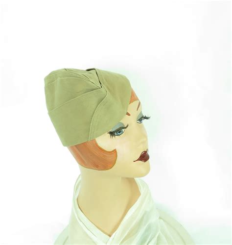 Vintage Garrison Hat Khaki Military Cap Womans Beige Tan Tilt - Etsy