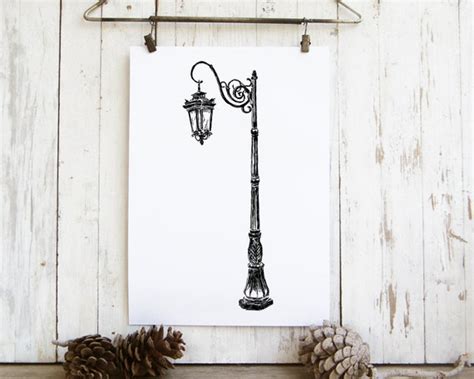 Vintage Street Lamp Drawing Art Print Coloring Sheets Street | Etsy