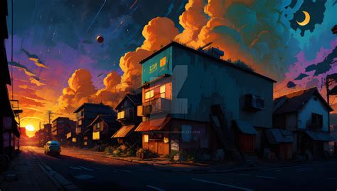 sunset building city anime vintage 90's #3 by bekreatifdesign on DeviantArt