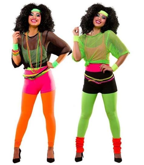 Ladies Neon Fancy Dress. 80's Disco Perm Wigs. Neon Leggings EF-2258 ...