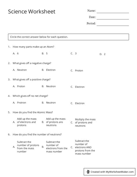 Science Worksheet - My Worksheet Maker: Create Your Own Worksheets