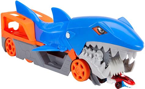 Hot Wheels Shark Chomp Transporter Playset With One 1:64 Scale Car For ...