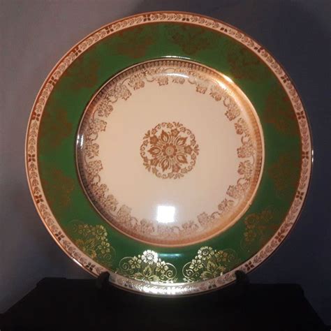 Crown Ducal Large Dinner Plate Hunter Green Gold Filigree | Etsy Canada ...