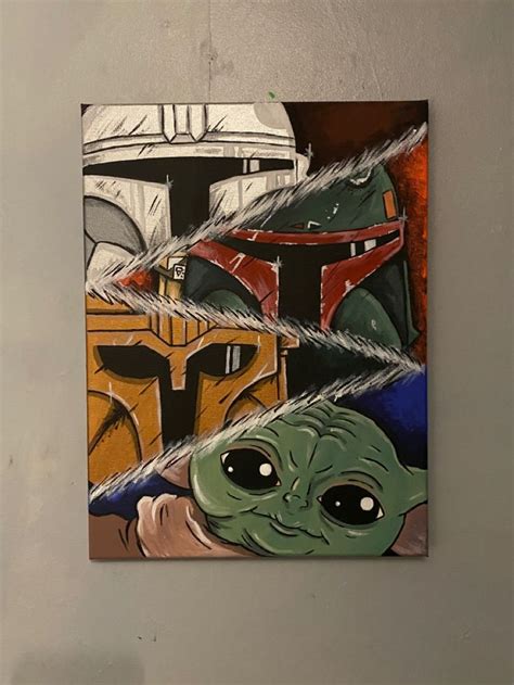 The Mandalorian canvas | Star wars art painting, Star wars painting ...