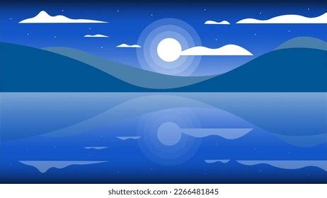 Night Sky Illustration Moon Light Reflection Stock Illustration ...