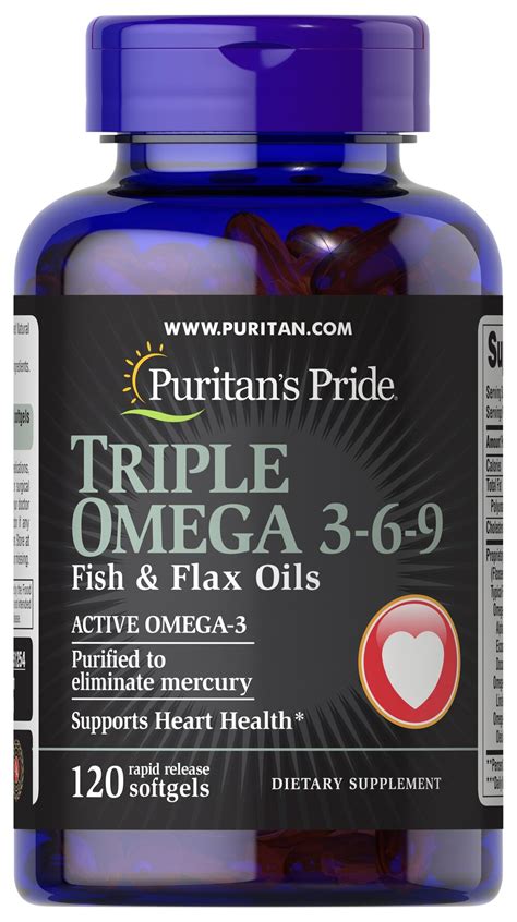 Triple Omega 3-6-9 Fish & Flax Oils, 120 Softgels (51254) | Puritan's Pride