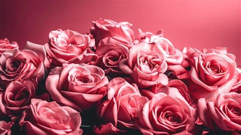 Free Photo | Bouquet of pink roses close up generative AI