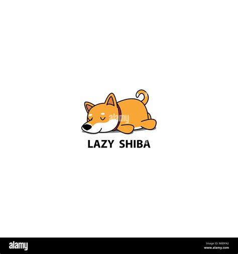 Lazy dog, cute shiba inu puppy sleeping icon, logo design, vector ...