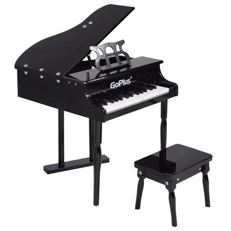 Goplus Children 30 Keys Toy Grand Baby Piano with Kids Bench Wood Black Pink Kids Pianos ...