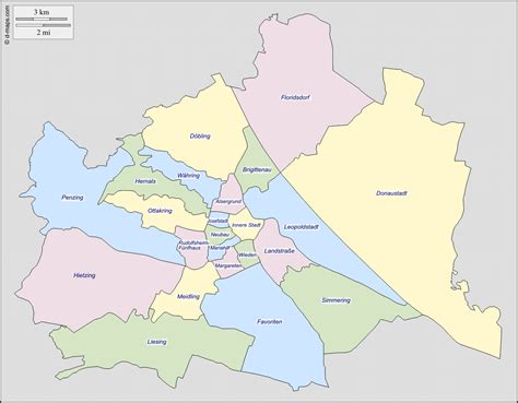 Karte über Bezirke und Stadtteile für die Ortskundeprüfung