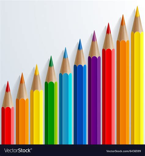 Infographic rainbow color pencils with realistic Vector Image