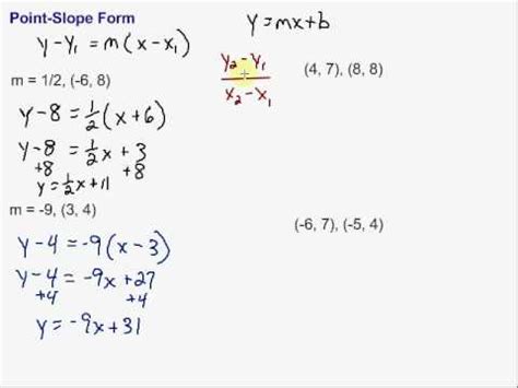 Writing Equations in Point-Slope Form - YouTube