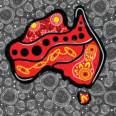 Aboriginal dot painting with Australia map - Download Graphics & Vectors