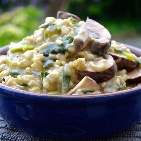 Mushroom & Green Garlic Risotto - A Virtual Vegan