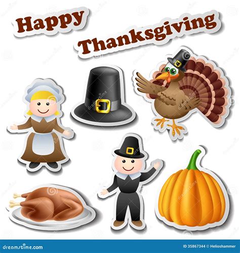 Thanksgiving Sticker Set Stock Images - Image: 35867344