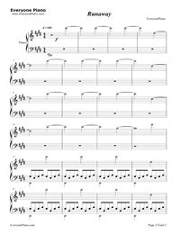 Runaway-Kanye West- Free Piano Sheet Music & Piano Chords