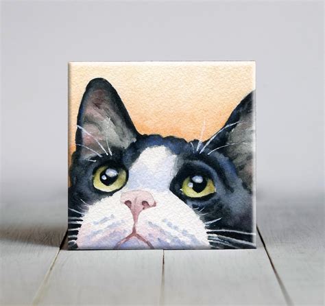 Tuxedo Cat Ceramic Tile Cat Decorative Tile Cat Lover Gift - Etsy