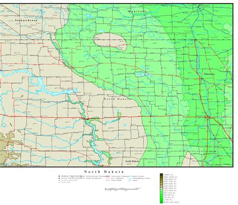 North Dakota Elevation Map