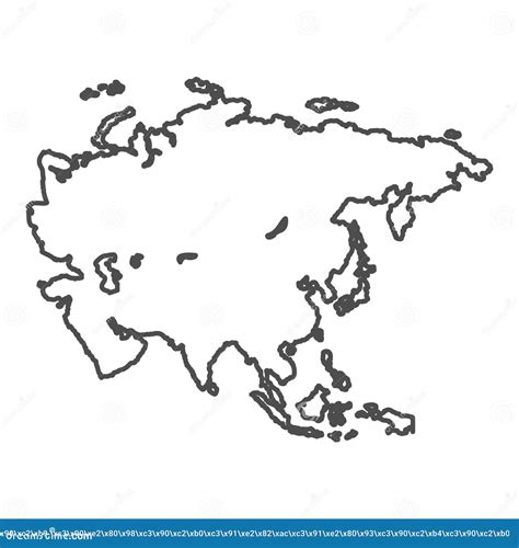 Asia Outline World Map, Vector Illustration Isolated on White. Map of ...